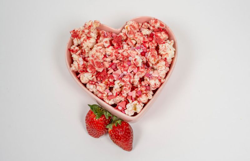 Pink Popcorn With Strawberry Drizzle