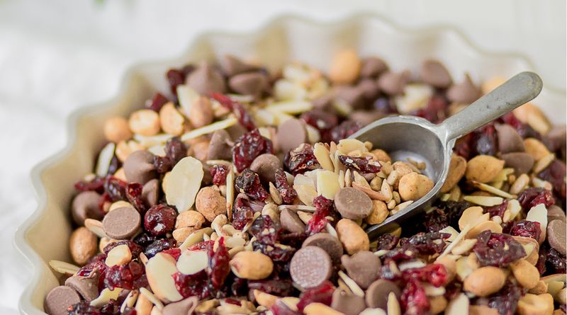 Valentine Trail Mix With Dried Fruit And Chocolate Pieces