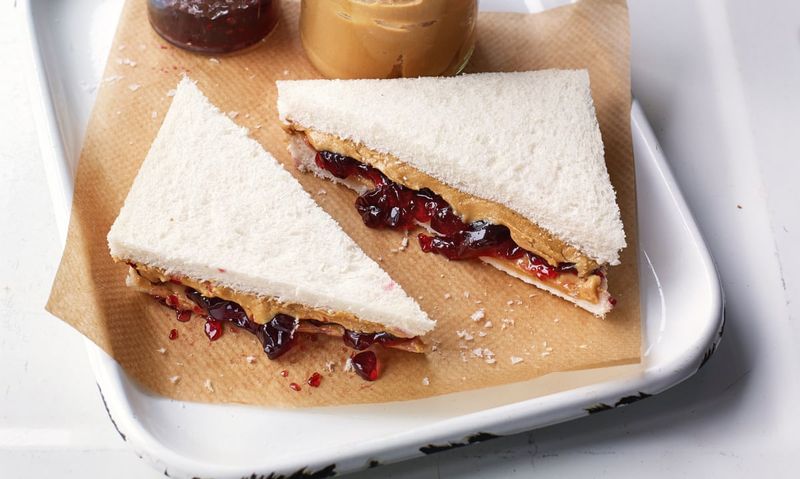 Jam Sandwiches Wrapped In Greaseproof Paper