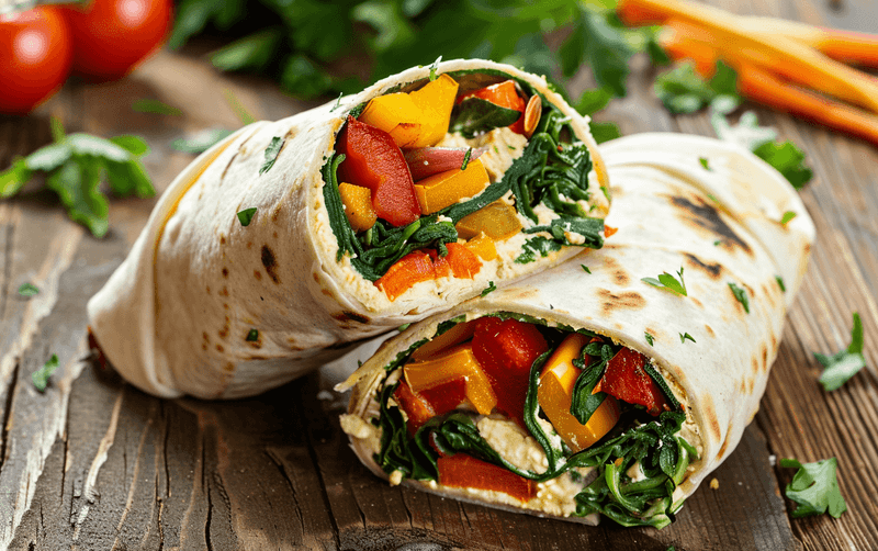 Roasted Veg And Hummus Wraps