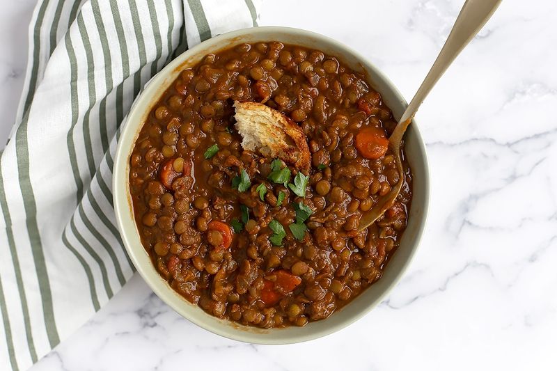 Lentil Soup With Wholemeal Roll