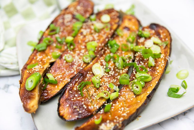 Miso Glazed Aubergine With Sesame Seeds