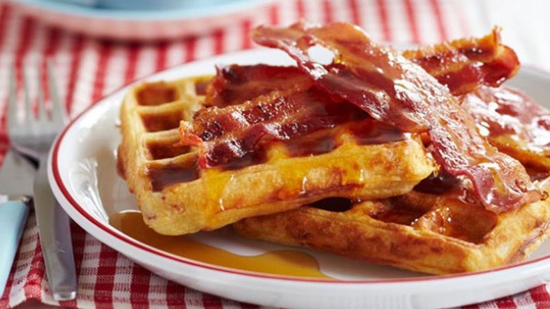 Bacon And Maple Waffles With Crispy Edges