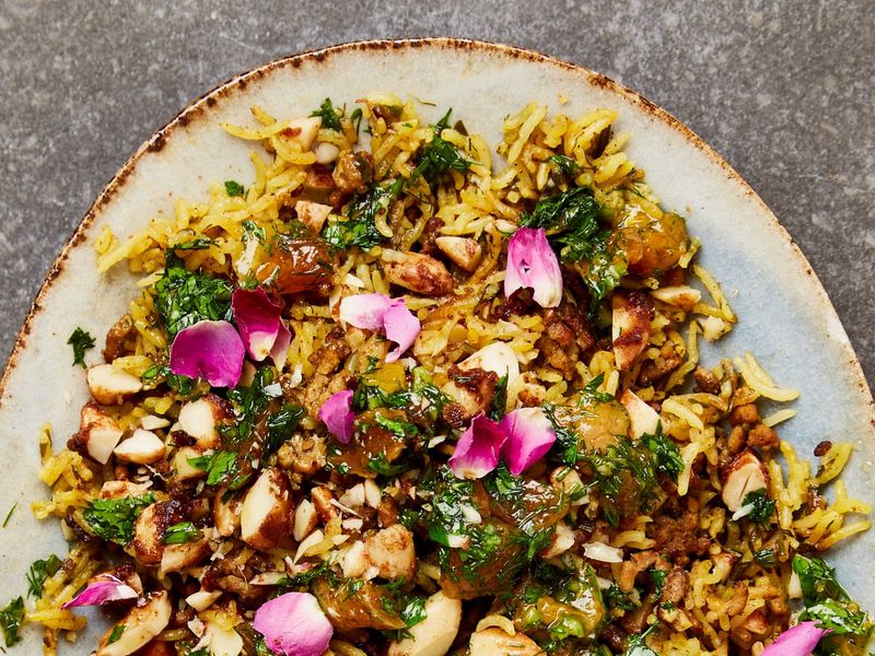 Lamb Pilaf With Sweet Almonds And Sour Plums