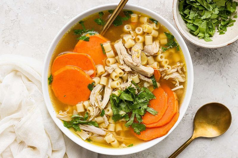 Chicken And Ginger Broth With Root Vegetables