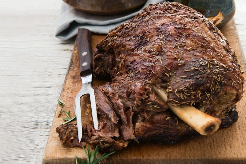 Slow Roasted Lamb Shoulder With Garlic And Rosemary