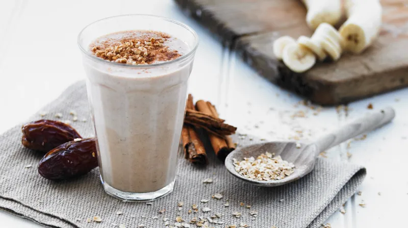 Protein Smoothie With Banana, Oats And Nut Butter