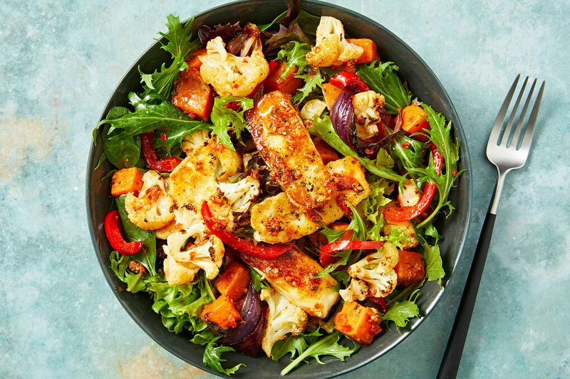 Warm Roasted Vegetable And Halloumi Salad
