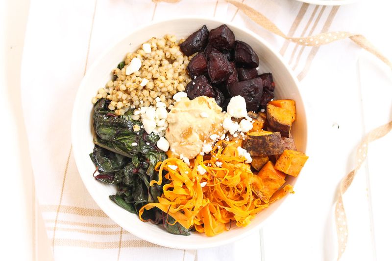 Roasted Root Vegetable Grain Bowl With Tahini Dressing