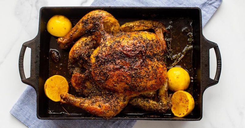 Lemon Roast Chicken With Garlic Butter