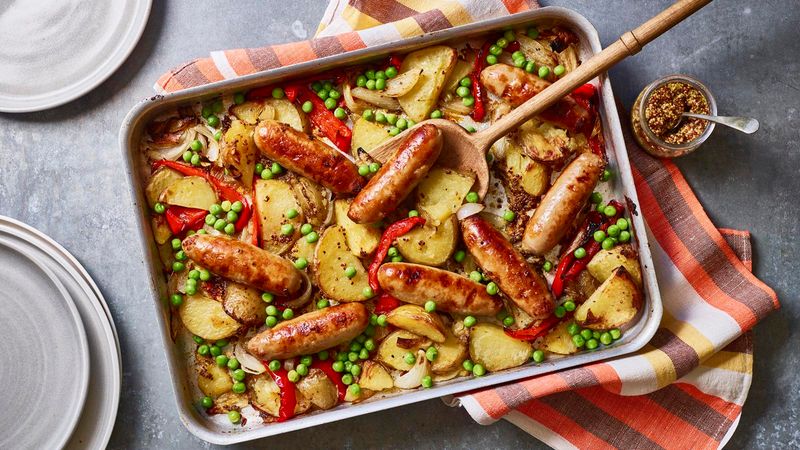 Traybake Sausage And Root Vegetables