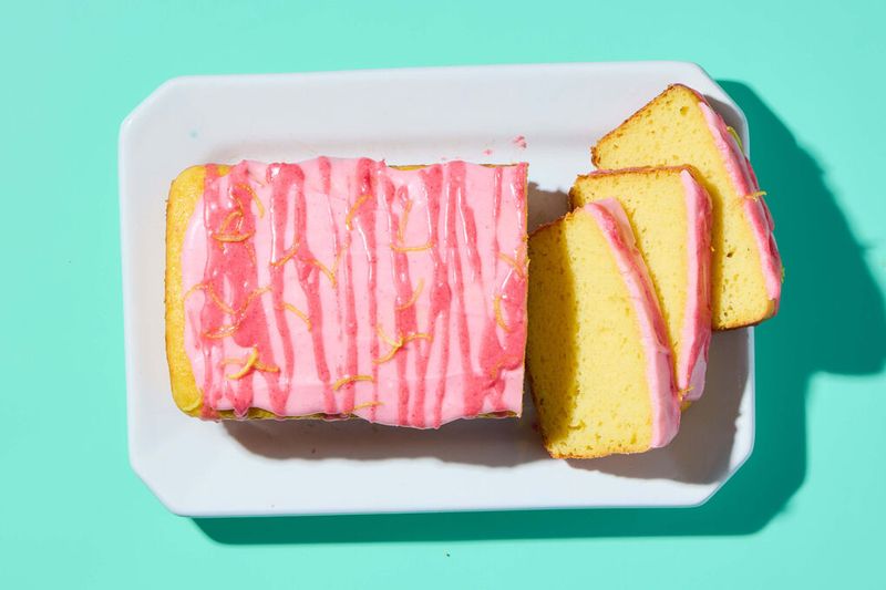 Lemon Drizzle Loaf With Pink Glaze