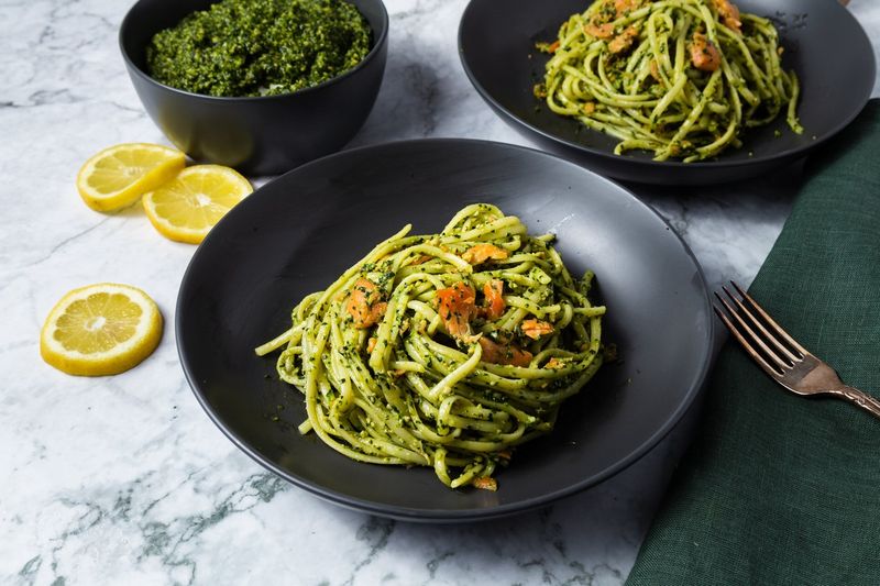Salmon And Pesto Pasta