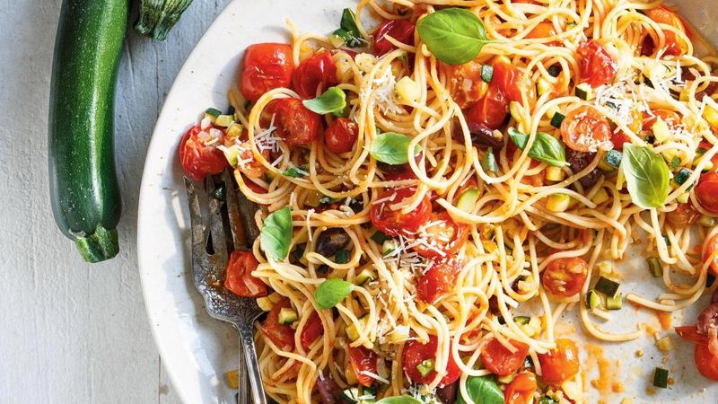 Courgette And Cherry Tomato Pasta