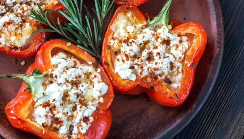 Stuffed Bell Pepper With Rice And Feta