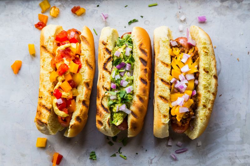 Hot Dogs With Lots Of Toppings