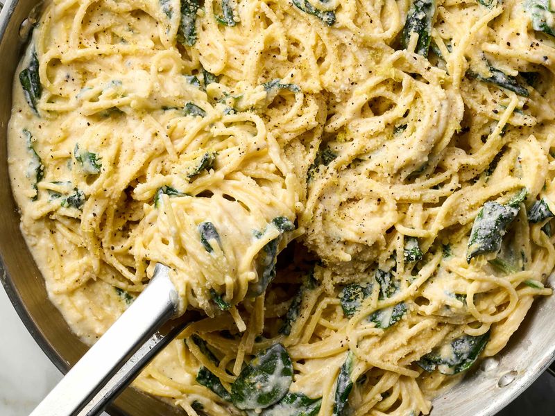 Lemon And Spinach Spaghetti