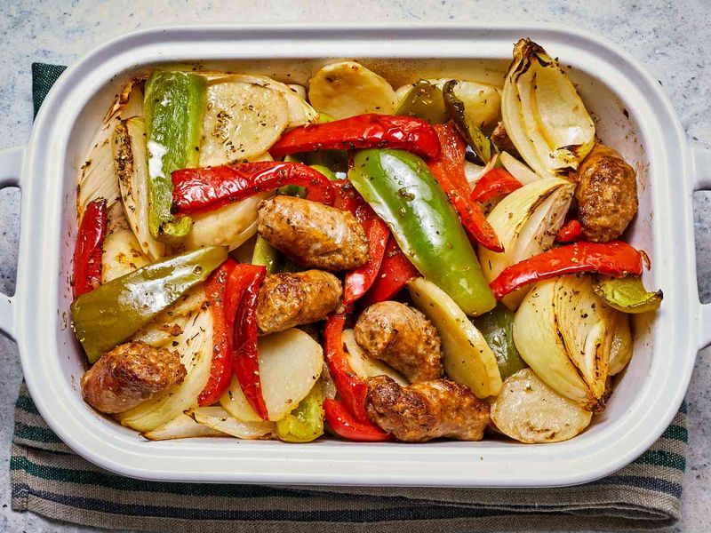 Sausage And Peppers Tray Bake