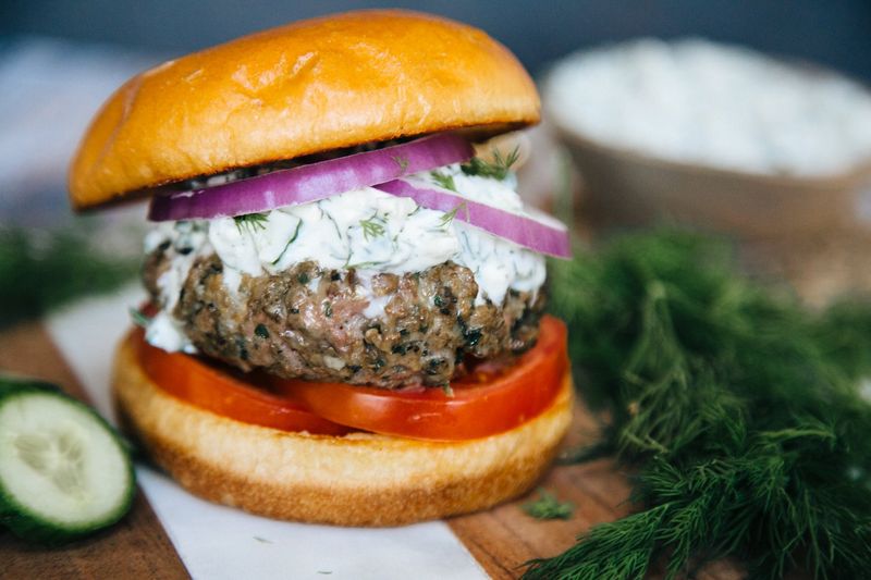 Greek Lamb Burger With Tzatziki