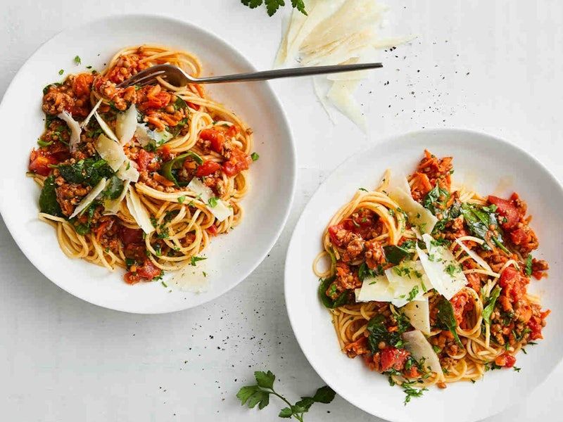 Spaghetti Bolognese Using Lentils And Mince