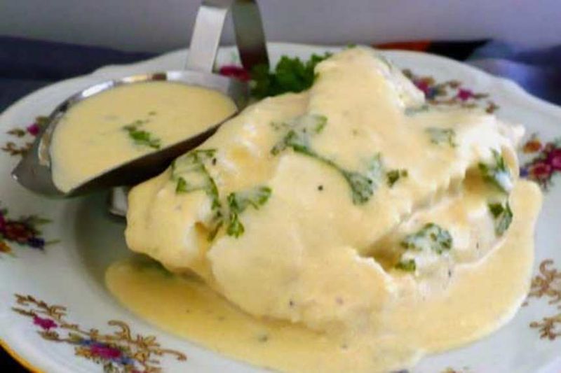 Baked Haddock With Cheese And Mustard Sauce