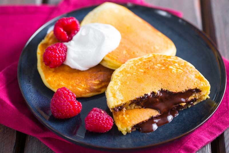 Stuffed Pancakes With Melted Chocolate Centres
