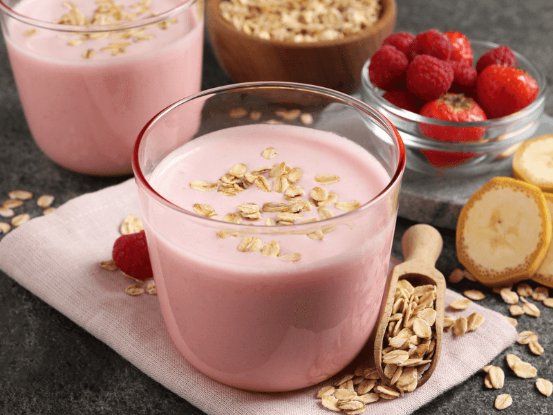 Smoothie Made With Fruit, Yoghurt, And Oats