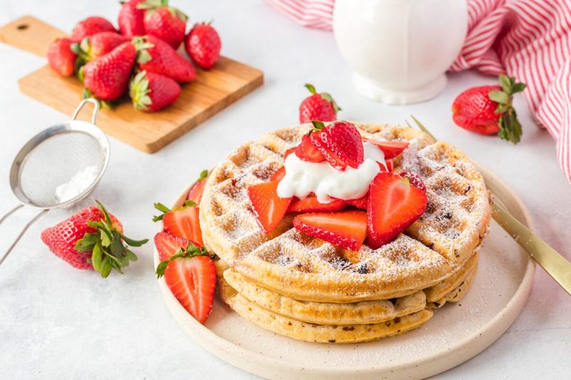 Strawberries And Cream Waffles