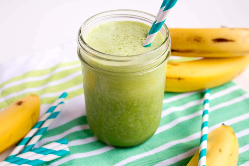 Banana, Spirulina, And Almond Milk Smoothie