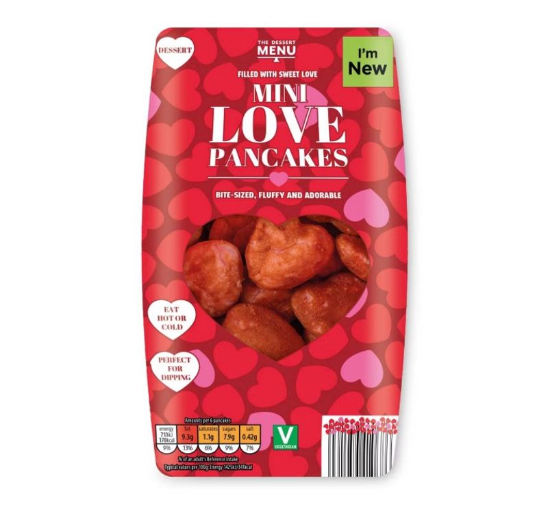 Dessert Menu Pink Mini Heart Pancakes

