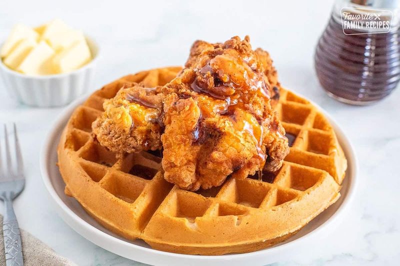 Waffles Topped With Fried Chicken