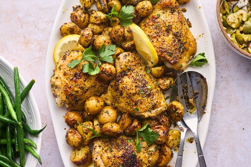 Lemon Chicken With Roasted Potatoes And Green Beans