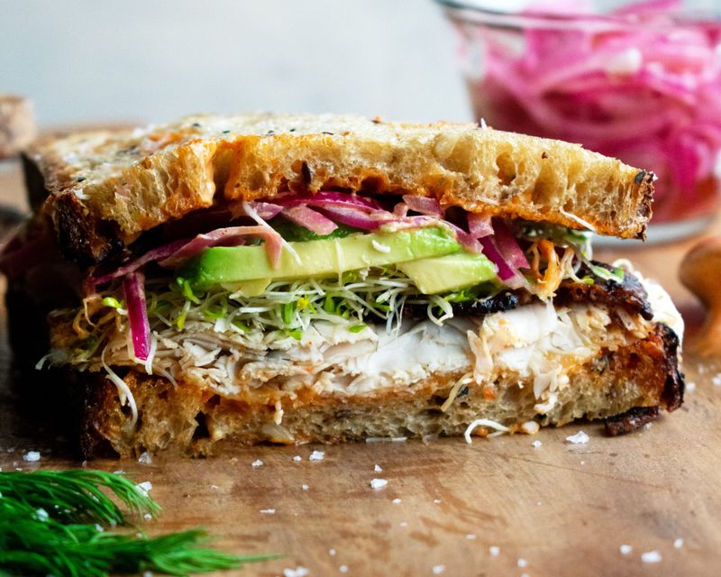 Turkey And Salad Rye Bread Sandwich