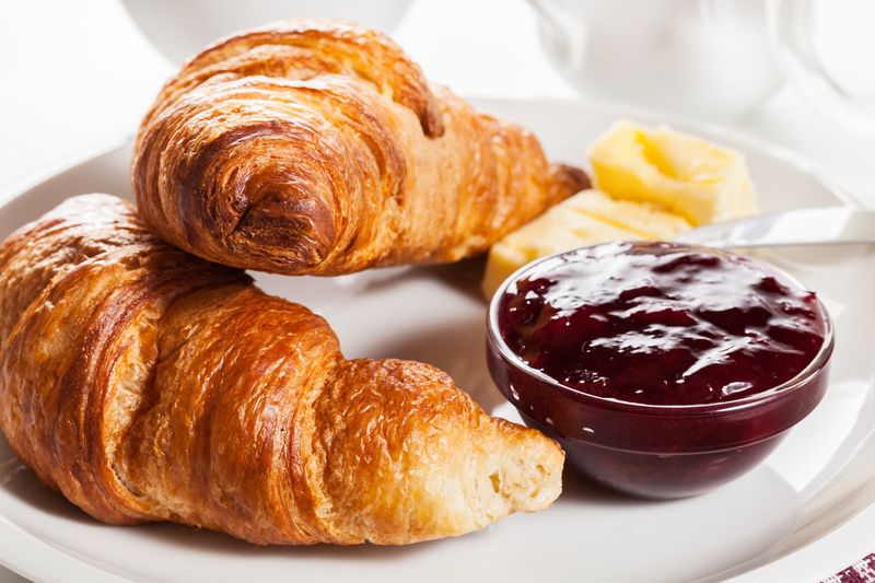 Croissants With Butter And Jam