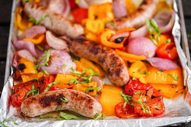 Sausage And Pepper Tray Bake