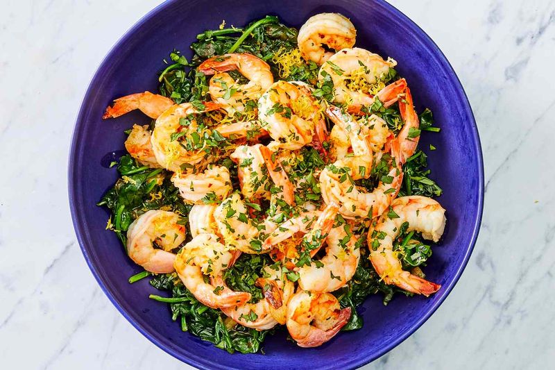 Shrimp And Spinach Skillet