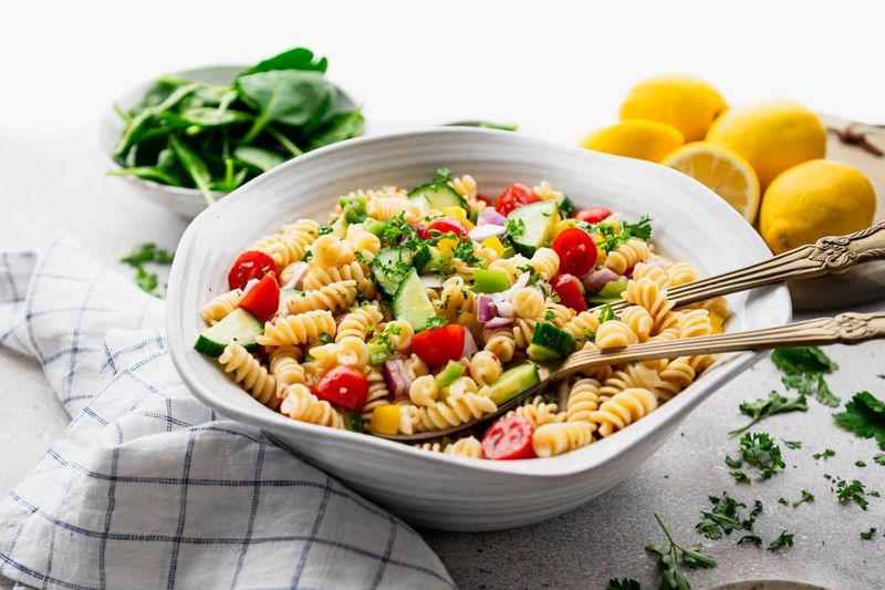 Pasta Salad With Cubed Cheese