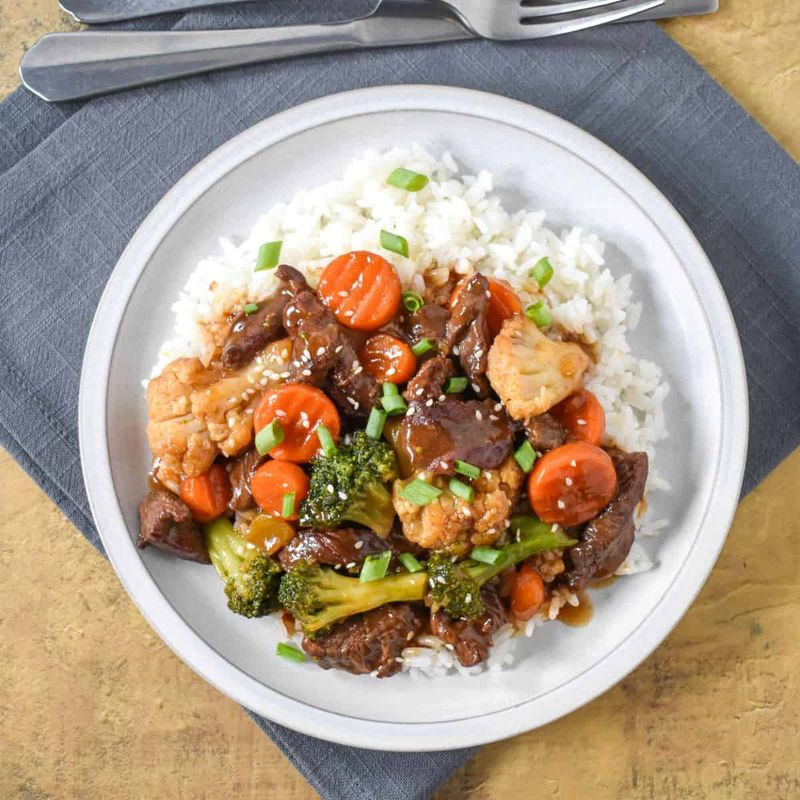 Beef And Vegetable Stir-Fry With Rice