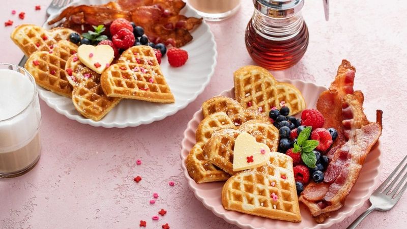 Breakfast In Bed With Pancakes Or Waffles