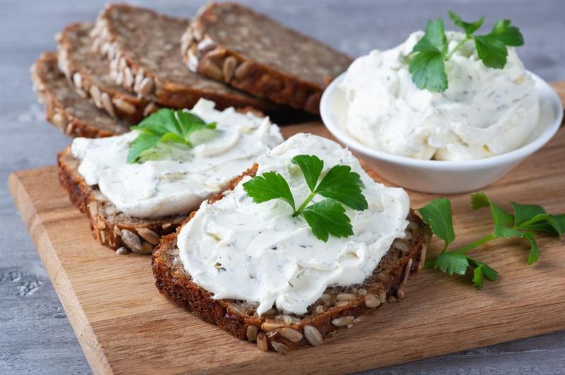 Spreading Quark Cheese On Bread