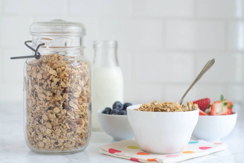 Homemade Granola And Milk