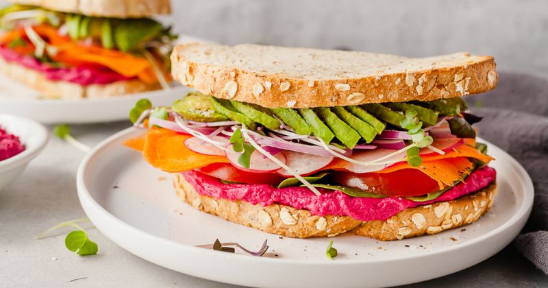 Hummus And Roasted Vegetable Sandwich