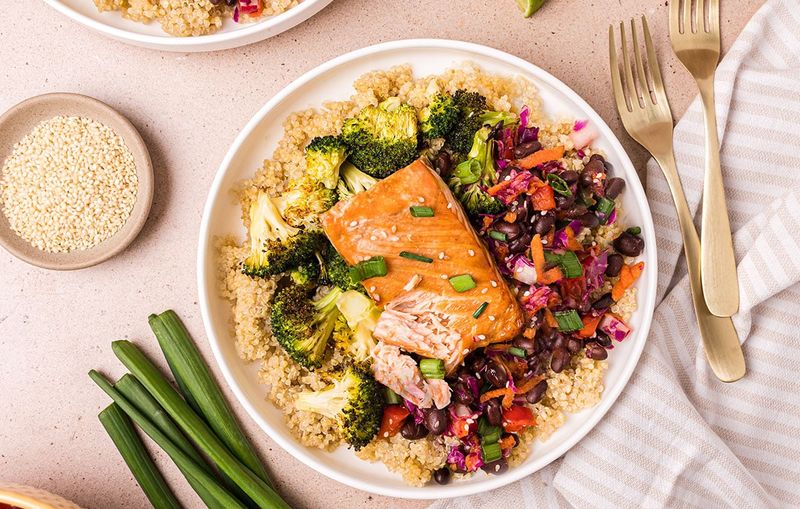 Salmon With Quinoa And Roasted Vegetables
