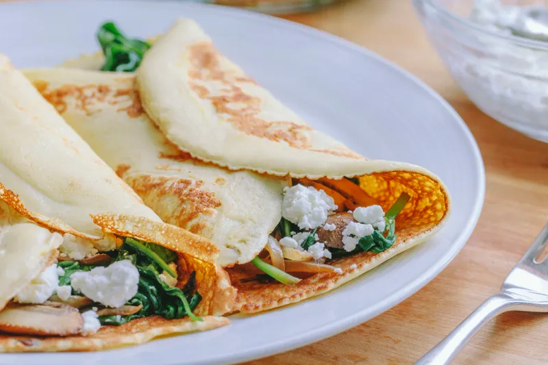 Spinach, Mushroom And Soft Cheese