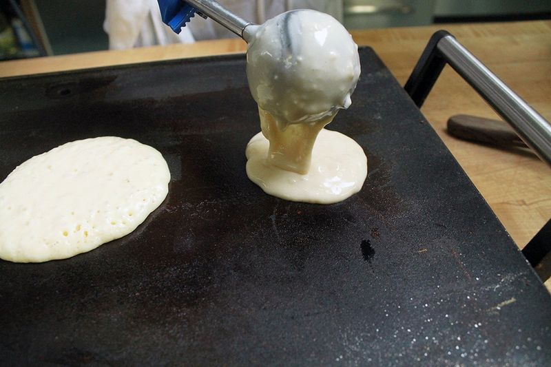 Pipe Or Spoon Small Batter Circles Onto The Pan