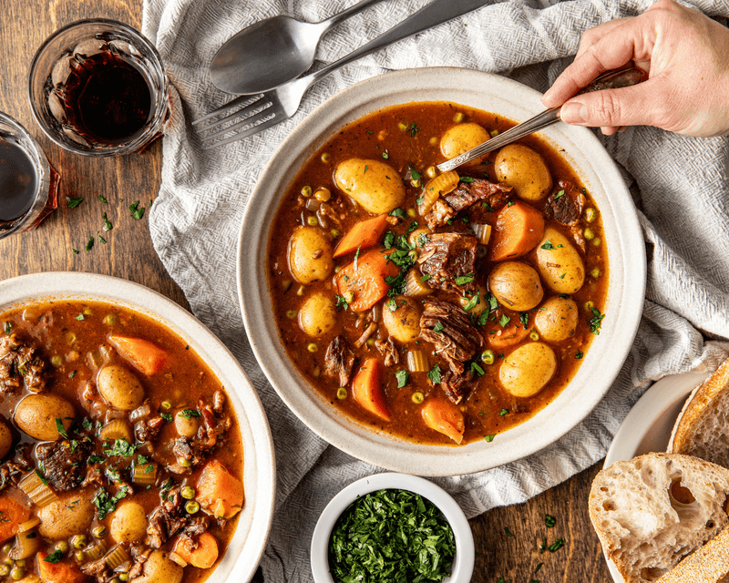 Slow-Cooked Beef Stew With Crusty Bread