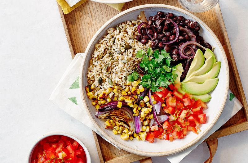 Mexican Rice And Roasted Vegetable Bowls