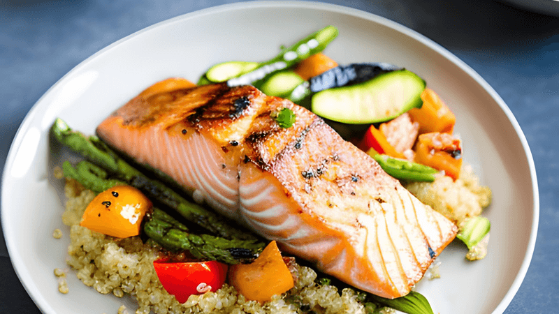 Grilled Salmon With Quinoa And Roasted Vegetables