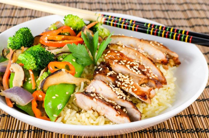 Teriyaki Chicken With Brown Rice And Stir-Fried Greens