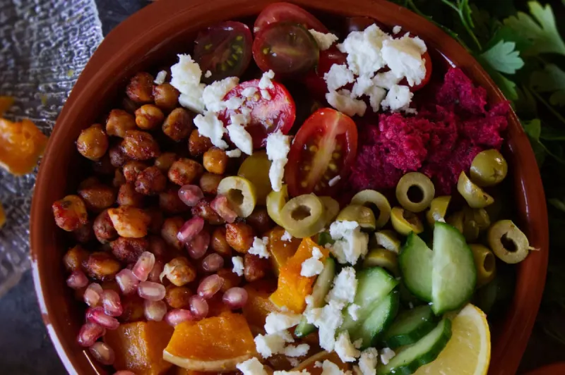 Mediterranean Chickpea And Roasted Vegetable Bowl
